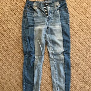 AE two tone high rise jeans